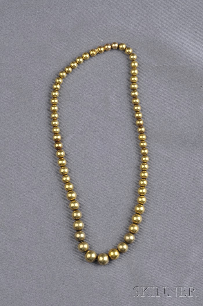 Appraisal: kt Gold Bead Necklace composed of sixty beads graduating in