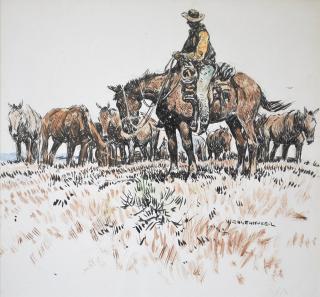 Appraisal: Horse Herder by Nicholas Eggenhofer Nicholas Eggenhofer - watercolor ink