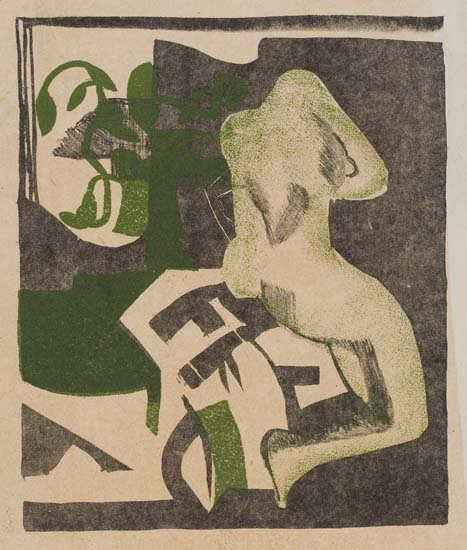 Appraisal: RONALD JOSEPH - Untitled Nude in Abstract Composition Lithograph printed