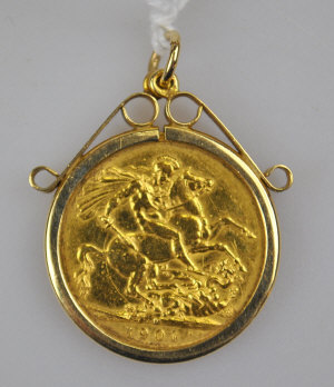 Appraisal: A sovereign loose-mounted as a pendant