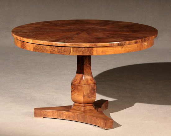 Appraisal: Biedermeier Figured Walnut Breakfast Table Circa Tipping mechanism replaced top