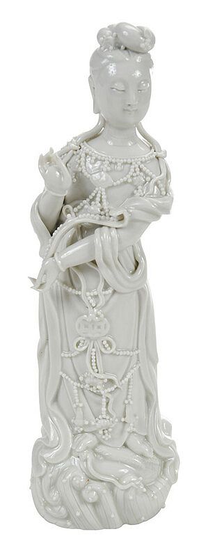 Appraisal: Chinese Blanc de Chine Porcelain Guanyin Figure Qing dynasty possibly