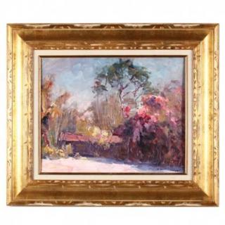 Appraisal: Robert Gruppe MA b Caribbean Garden oil on canvasboard signed