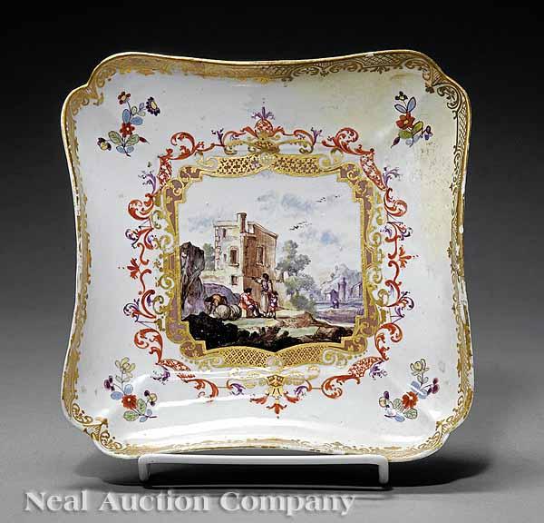 Appraisal: A Meissen Polychrome and Gilt Porcelain Square Tray th c