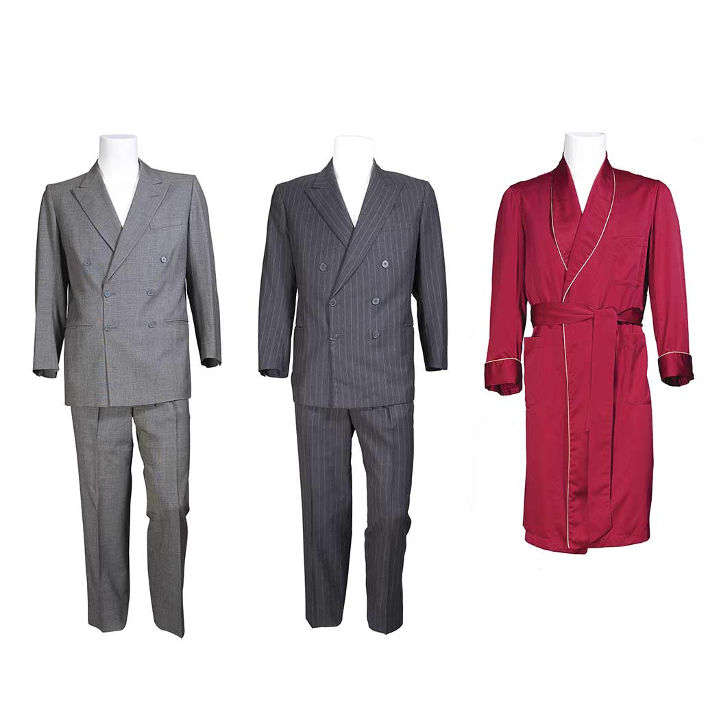 Appraisal: Collection of Suits and a Dressing Gown Comprising a black