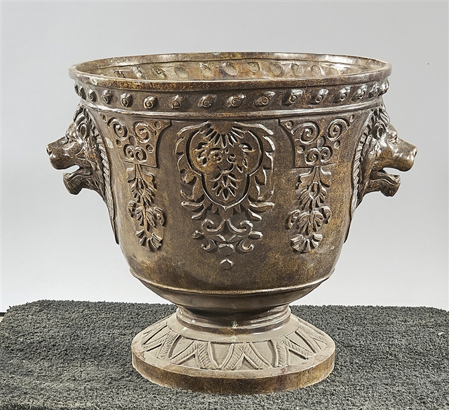 Appraisal: Bronze jardiniere with lion head handles x x approx Condition