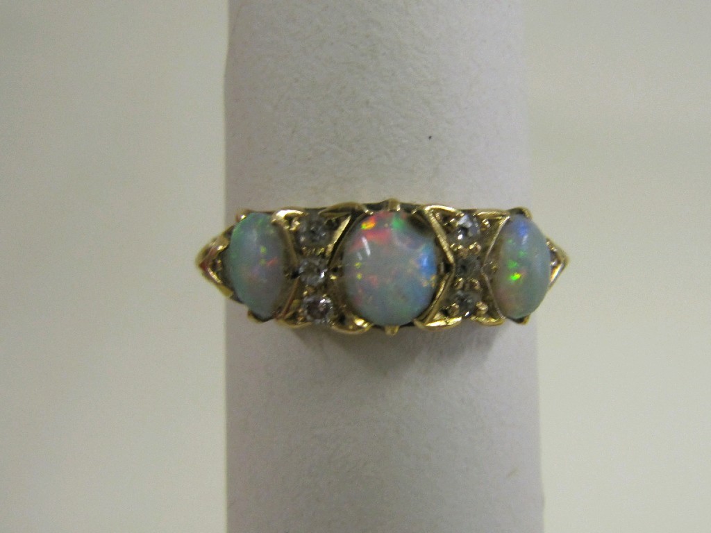 Appraisal: Victorian ct gold opal and diamond set dress ring