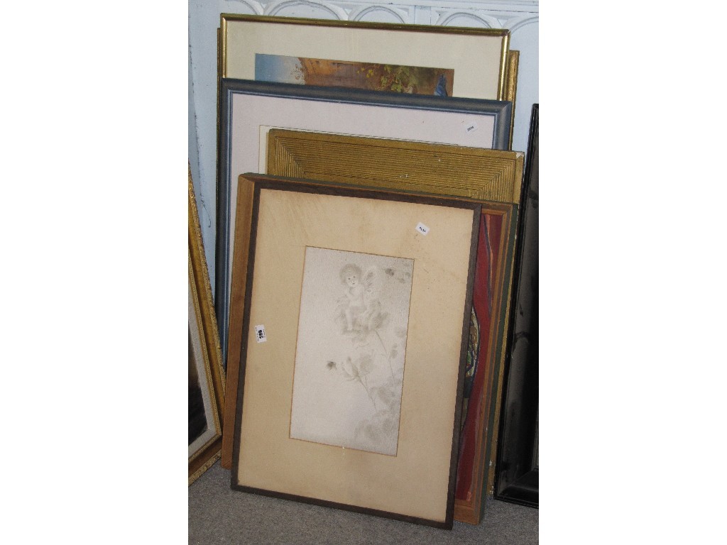 Appraisal: Lot comprising two oils four prints - one after DAVID