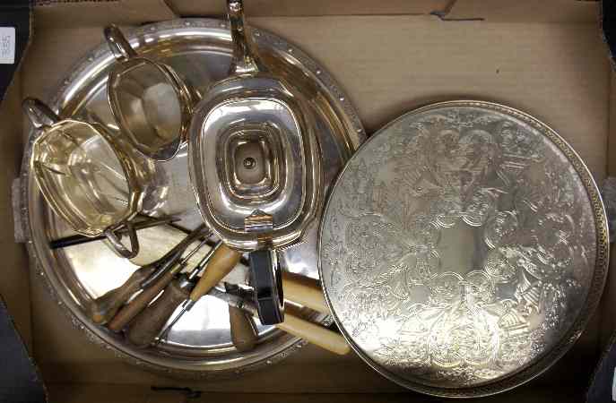 Appraisal: Collection of various Silver Plated items to include Gallery Trays