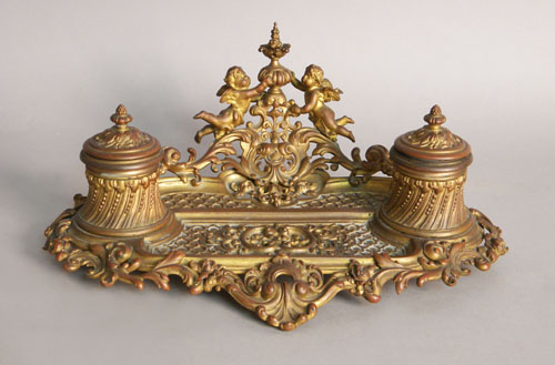 Appraisal: Victorian Brass inkwell