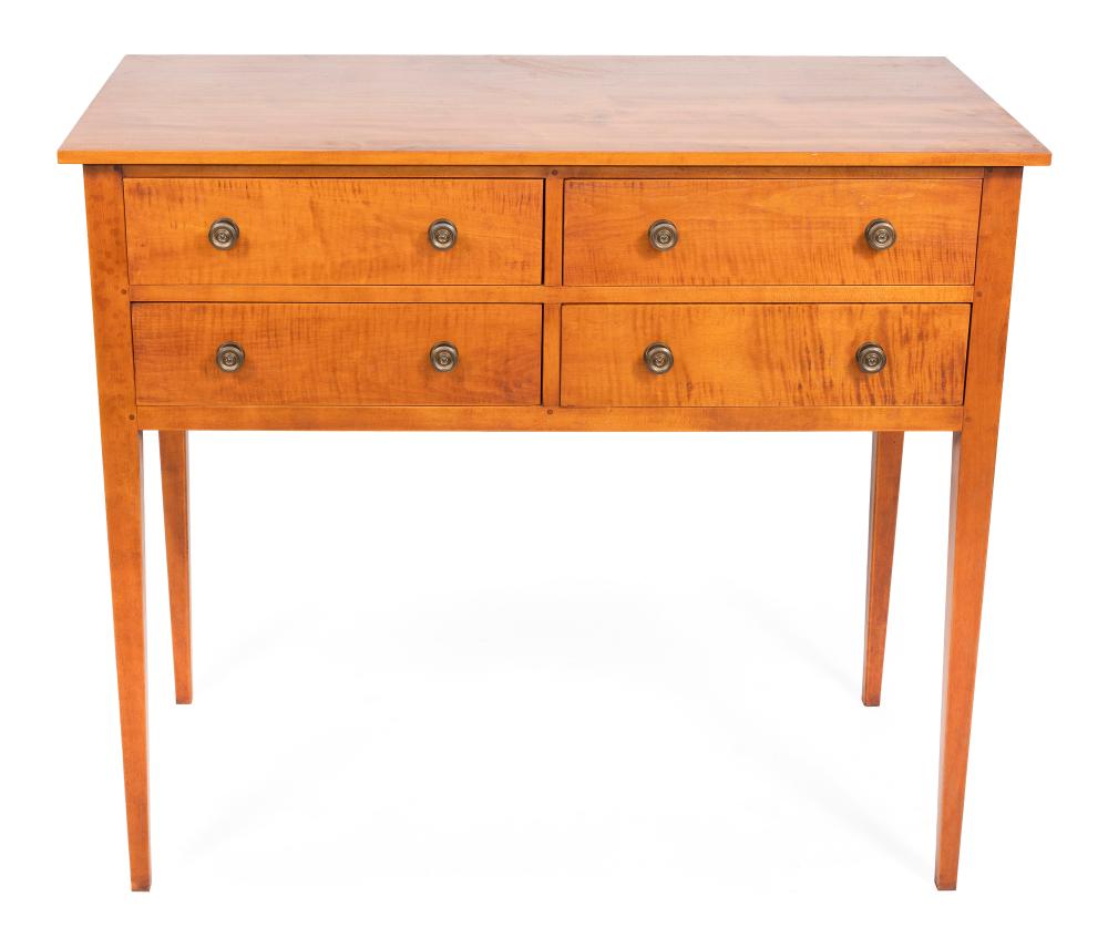 Appraisal: ELDRED WHEELER FOUR-DRAWER SERVER Massachusetts th Century In tiger maple