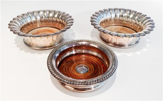 Appraisal: Sale Lot Three Silver Plate Wine Coasters -