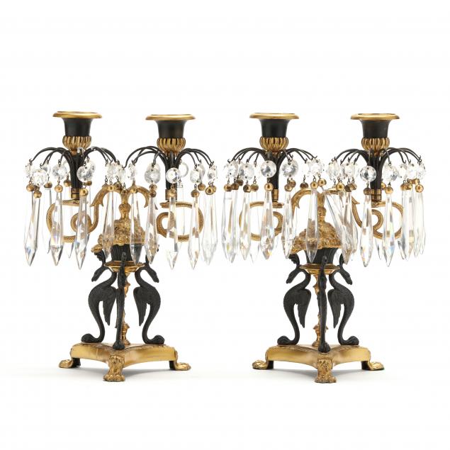 Appraisal: PAIR OF FRENCH EMPIRE PARCEL GILT BRONZE FIGURAL CANDELABRA Early