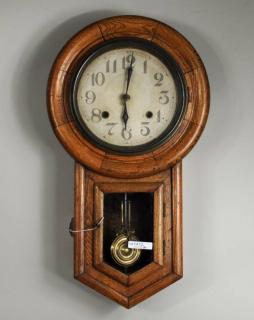 Appraisal: Oak Day Clock Oak eight day wall clock high wide