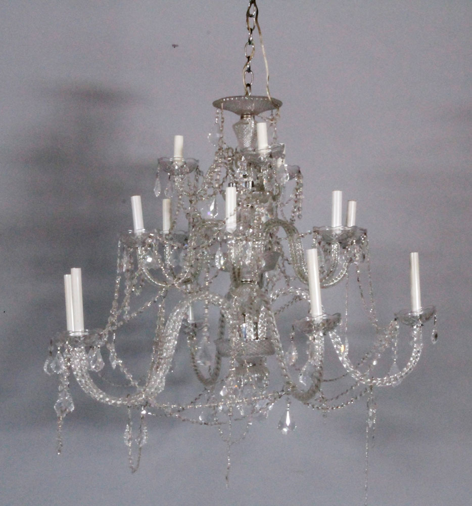 Appraisal: - th C Crystal Chandelier th century chandelier crystal h