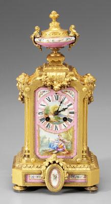 Appraisal: Louis XVI style shelf clock bronze dore ormolu-mounted porcelain urn