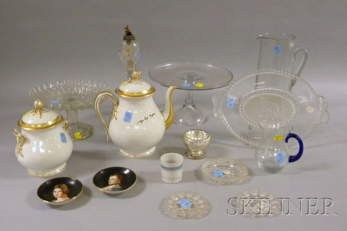 Appraisal: Ten Pieces of Assorted Glass and Five Porcelain Items a