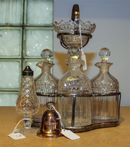 Appraisal: Sale Lot An English Silver-Plate Cruet Set with four cut