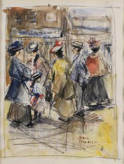 Appraisal: Mixed media Attributed to Isaac Israels Attributed to Isaac Israels