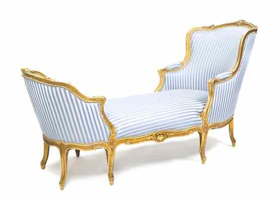 Appraisal: A Louis XV Style Giltwood Chaise having upholstered backs arms