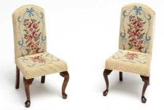 Appraisal: L Pinkston Pair Dollhouse Georgian Side Chairs Miniatures the seats