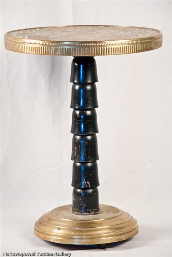 Appraisal: Persian-style Design Circular Table Brass top and base with palm