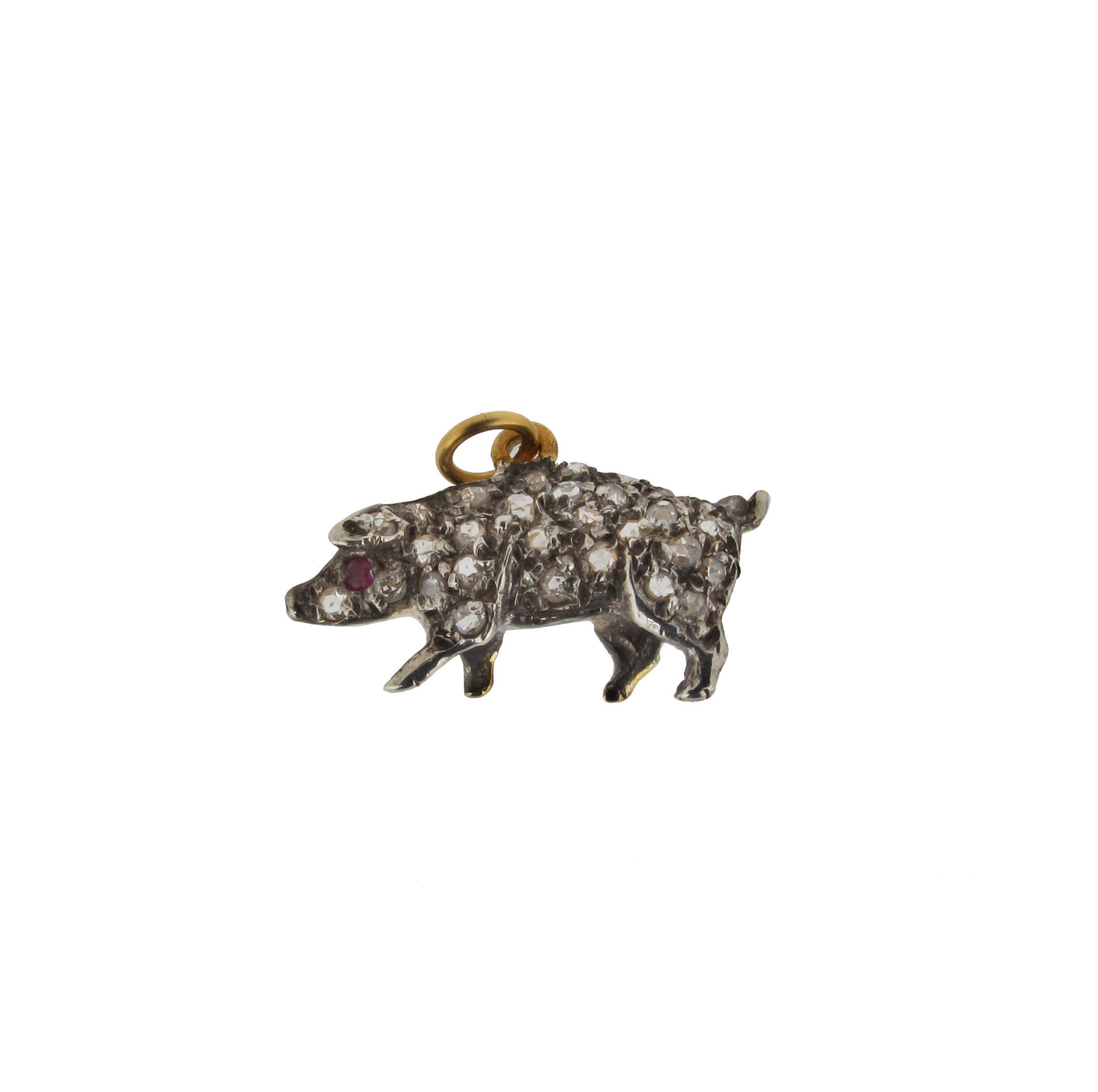 Appraisal: A diamond set pig pendant