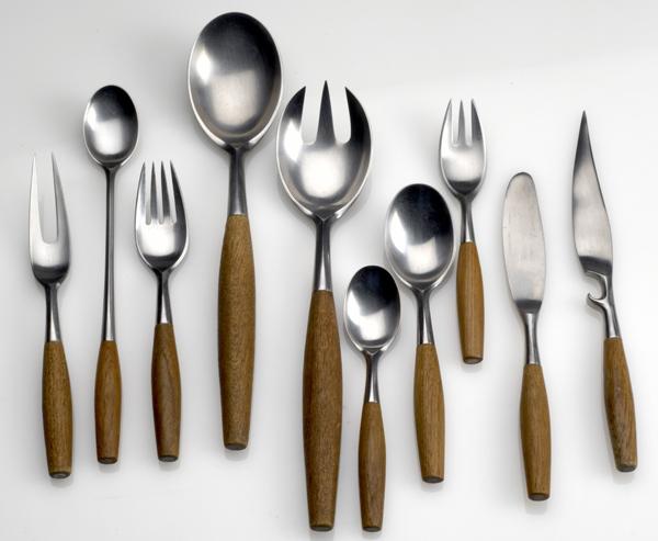 Appraisal: DANSK FLATWARE Service for twelve in stainless steel and teak