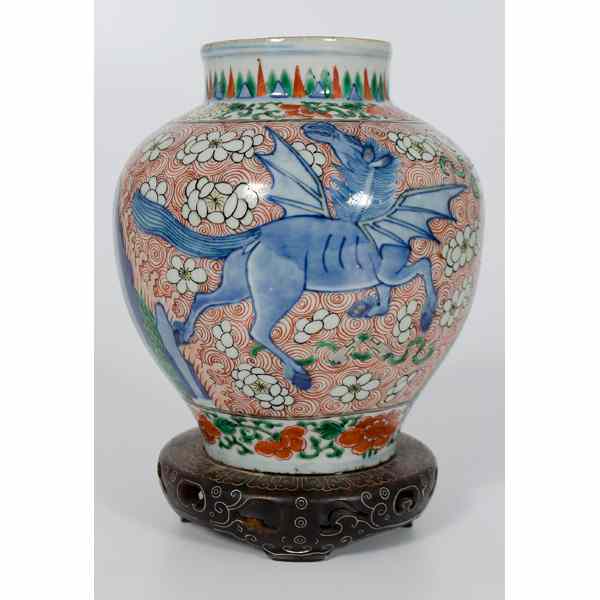 Appraisal: Japanese Porcelain Vase Japanese A heavily-potted porcelain vase having a