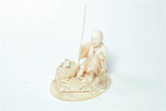 Appraisal: IVORY CARVING OF A FISHERMAN Japan late th-early th century