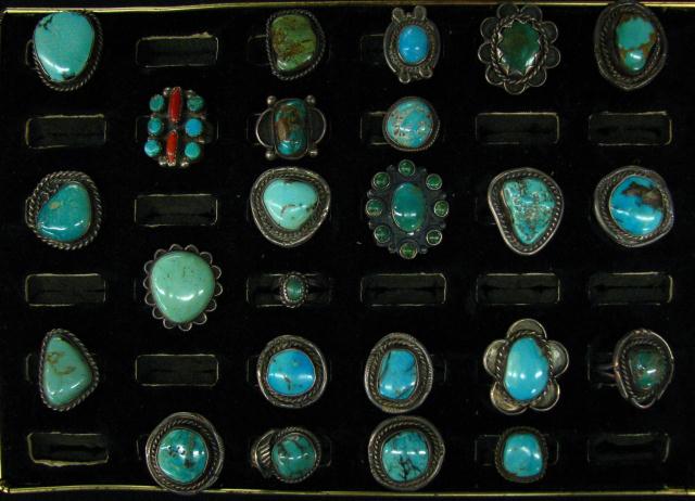 Appraisal: Group of Southwest Turquoise Rings twenty four count majority in