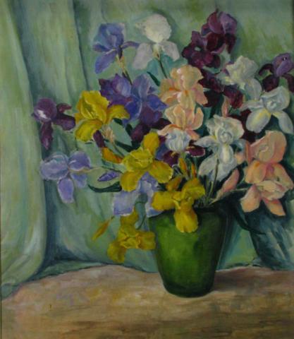 Appraisal: Mae Lowes IN - x Oil on Canvas Unsigned Iris