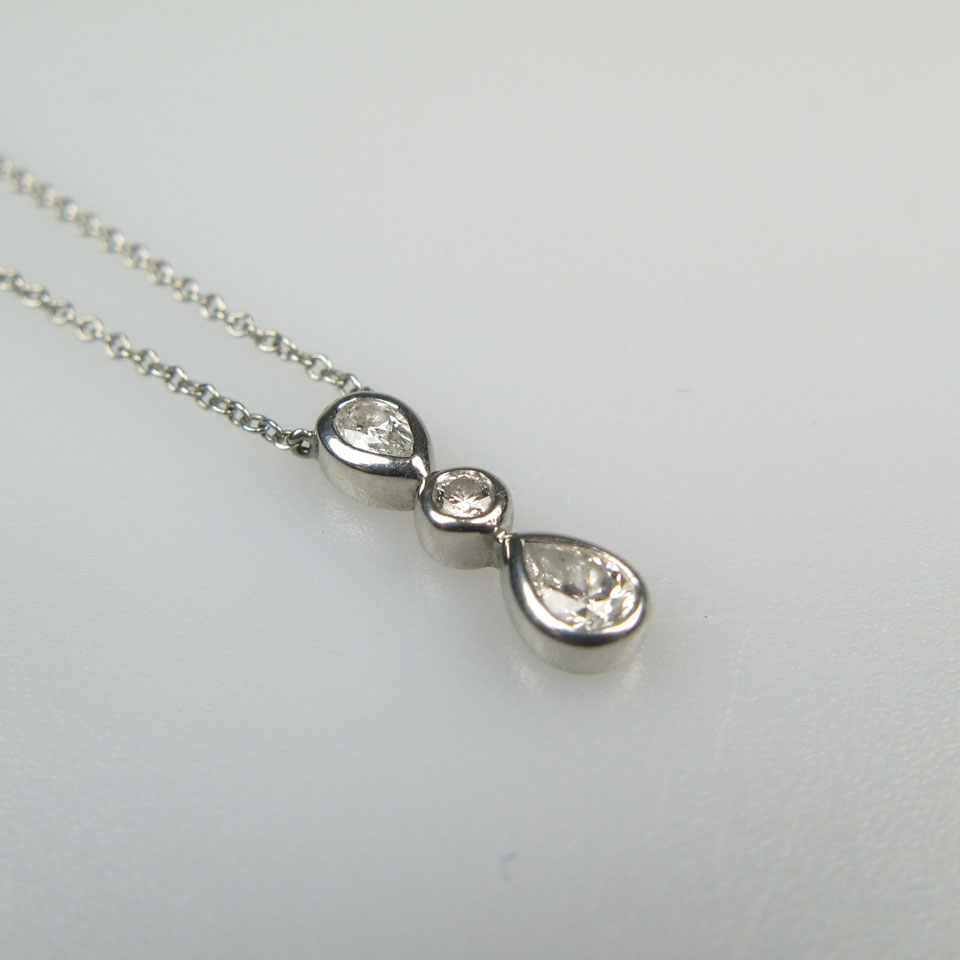 Appraisal: Tiffany Co Platinum Chain And Pendant bezel set with a