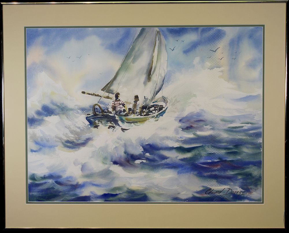 Appraisal: Edward Droege Signed Nautical Watercolor Edward Droege Signed Nautical Watercolor