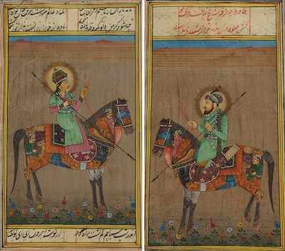 Appraisal: A Pair of Indian Miniature Illustrations The beautifully rendered gouache