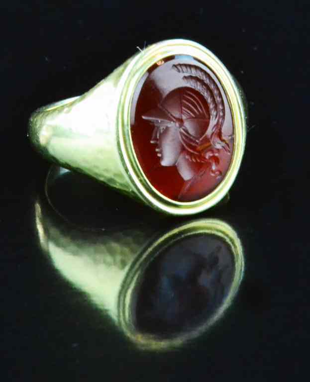 Appraisal: Greco-Roman Gold Carnelian Finger RingThe stone carved to depict a