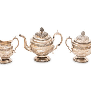 Appraisal: An American Coin Silver Three-Piece Tea Service Elisha Jones New