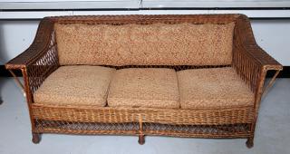 Appraisal: A vintage wicker porch set natural original finish some minor