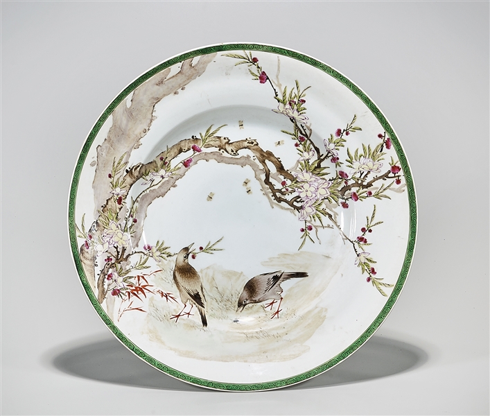 Appraisal: Chinese enameled porcelain charger with birds and flowers design D