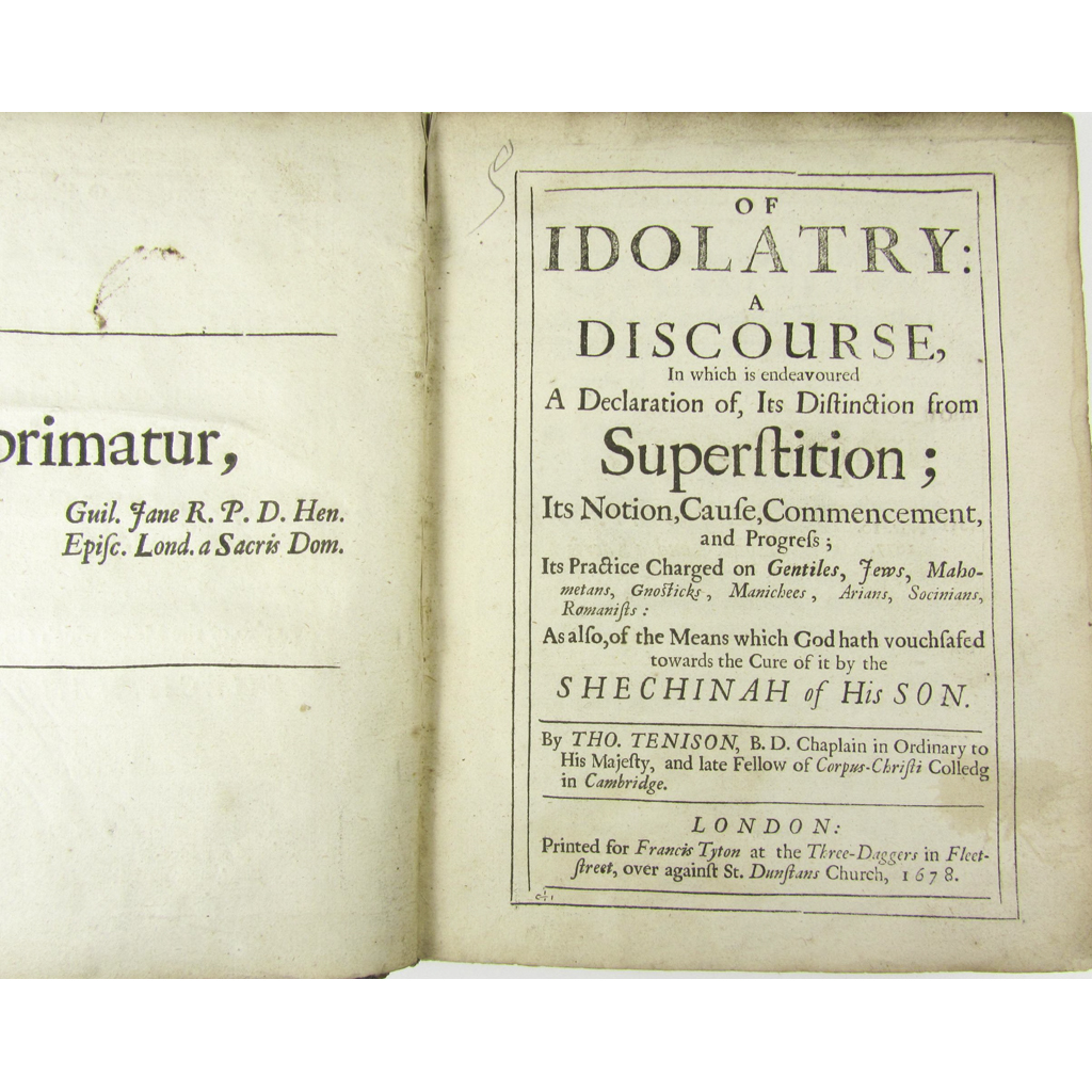 Appraisal: Tenison Thomas Of Idolatry London F Tyton First edition to