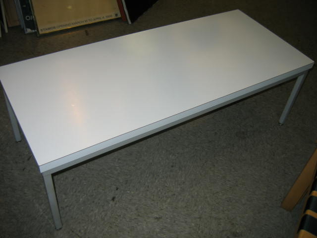 Appraisal: WHITE LAMINATE TOP SIDE TABLE of rectangular for raised on