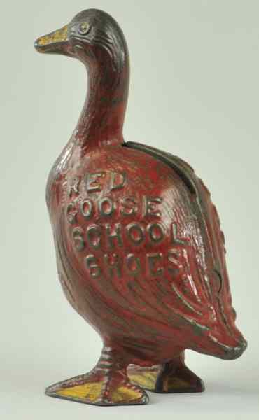 Appraisal: RED GOOSE SHOES STILL BANK Arcade cast iron advertising bank