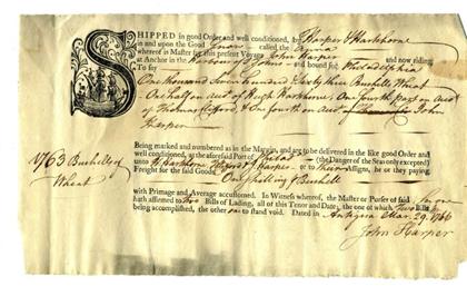 Appraisal: th-Century Bills of Lading - Trade from Antigua etc to