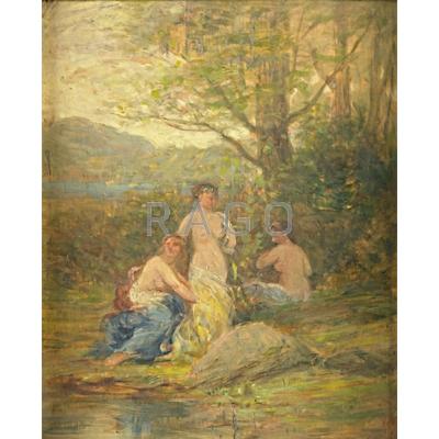 Appraisal: CHARLES ALVAH WALKER American - Oil on board Woodland Bathers