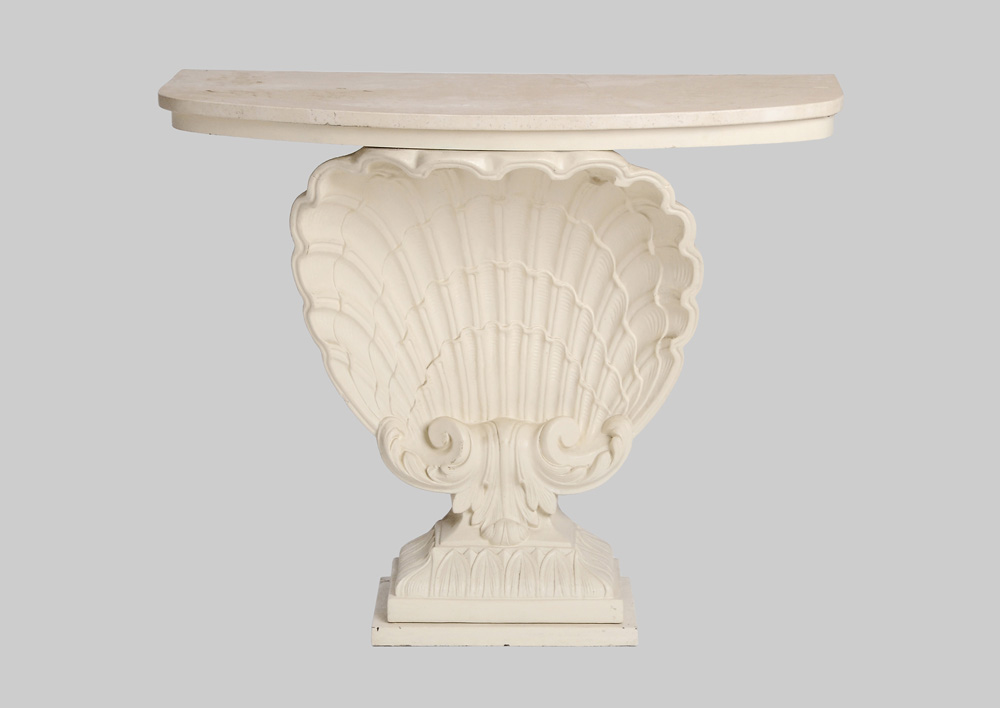 Appraisal: Serge Roche - white-painted shell-form pier table painted wood and