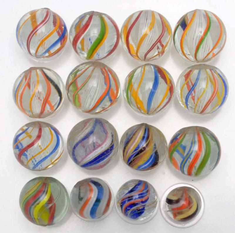 Appraisal: Lot of Swirl Marbles Description Includes ten white latticinos with