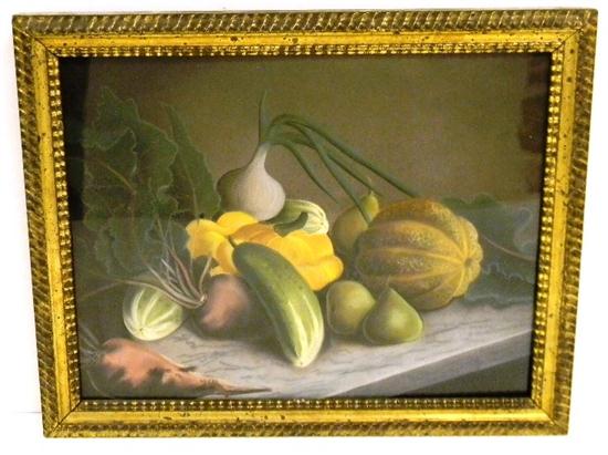 Appraisal: th C pastel still-life of assorted summer vegetables and green