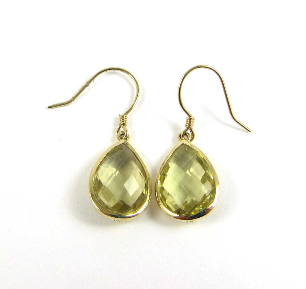 Appraisal: PAIR OF LEMON CITRINE DANGLE EARRINGS each k yellow gold