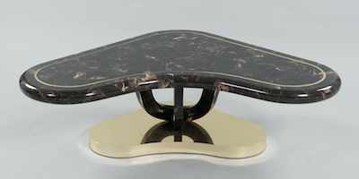 Appraisal: A Karl Springer Style Horn Clad Coffee Table The boomerang