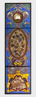 Appraisal: Custom crafted stained glass panel h Leaded stained glass panel